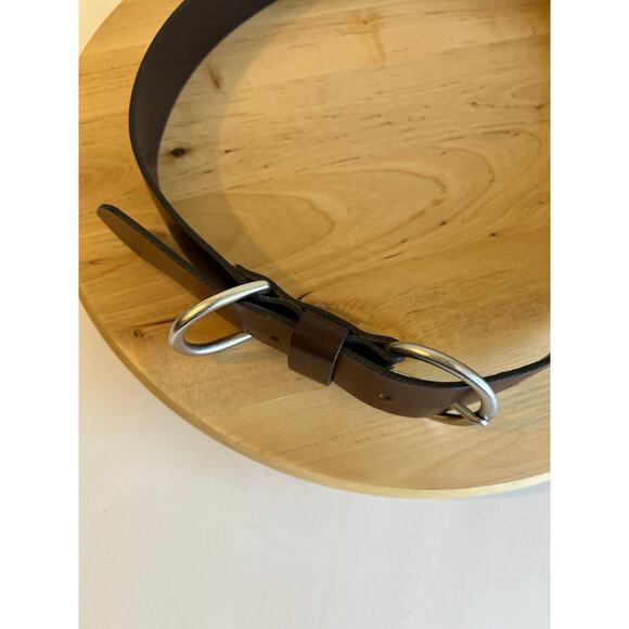 Brown Genuine Italian Leather USA Made Silver Loop Buckle Belt Size Large main image 10